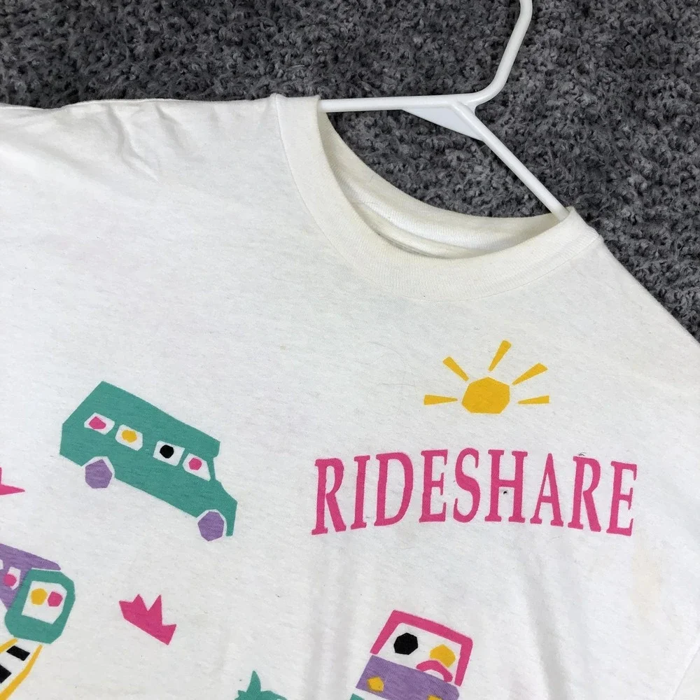 Vintage Rideshare Shirt Mens XL White‎ Keep California Moving Graphic Hanes 90s